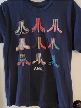 Hot Topic Navy Atari Retro Logo Short Sleeve Tee
